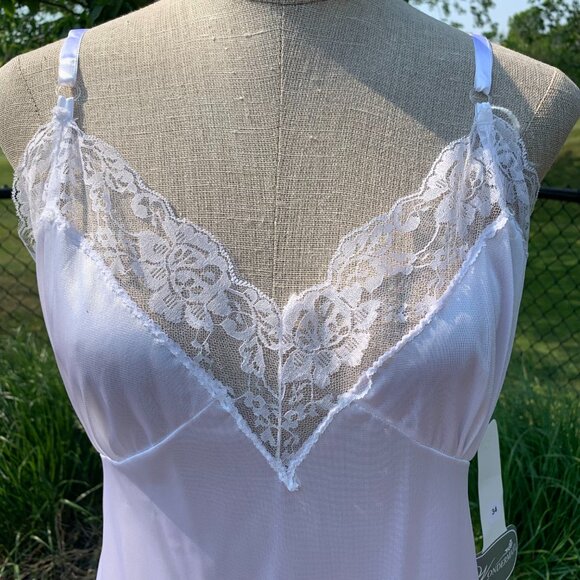 Vintage 90s Satin Full Slip Dress Lace Trim Lingerie Fairy Boho Nightie New - Picture 3 of 16
